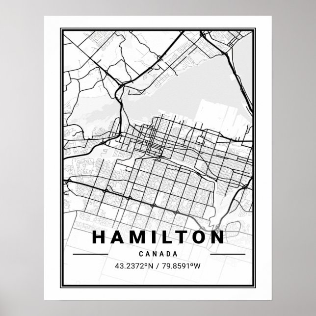 Hamilton Ontario Canada Viagem Map Poster (Frente)