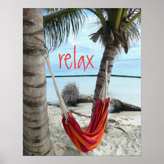 Hammock em Caribe Beach Poster (Frente)