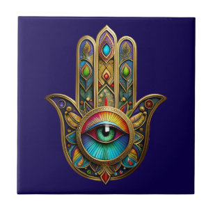 Hamsa Colorido Dourado Ornamentado Terceiro Olho V