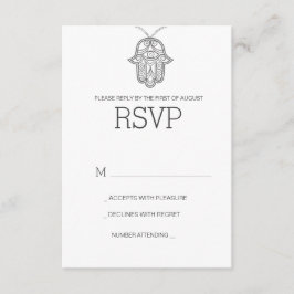 Hamsa geométrico que wedding cartão-cinzas de RSVP