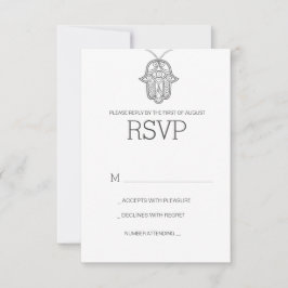 Hamsa geométrico que wedding cartão-cinzas de RSVP