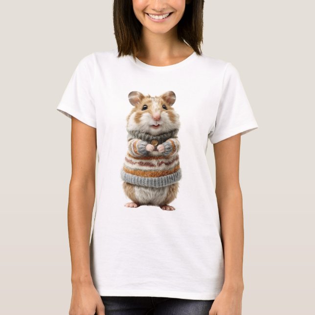 Hamster Adorável em um Suéter Listrado Aconchegant (Frente)
