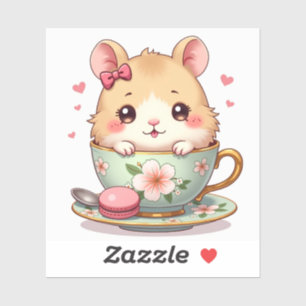 Hamster Xícara de Chá Kawaii – Adesivo de Animal P