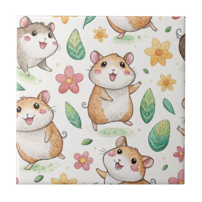 Hamsters dançarinos cortantes padrão sem costura (Frente)