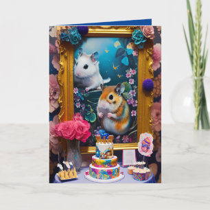 Hamsters de Bolo de Aniversário Tão Fofos Cartão D