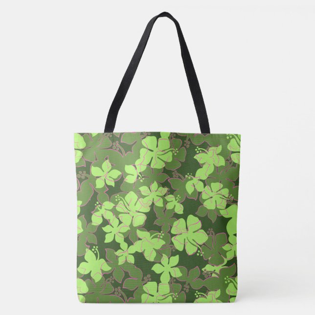 Hanalei Hawaiian Hibiscus Camo Bolsa de praia Flor (Frente)