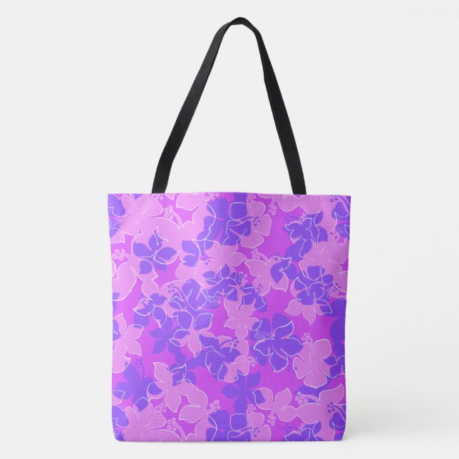 Hanalei Hawaiian Hibiscus Camo Bolsa de praia Flor (Frente)