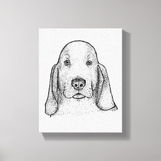 Hand-Drawn Basset Hound Portrait Canvas Art (Frente)