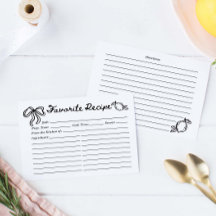 Hand Drawn Coquette Lemon Recipe Card