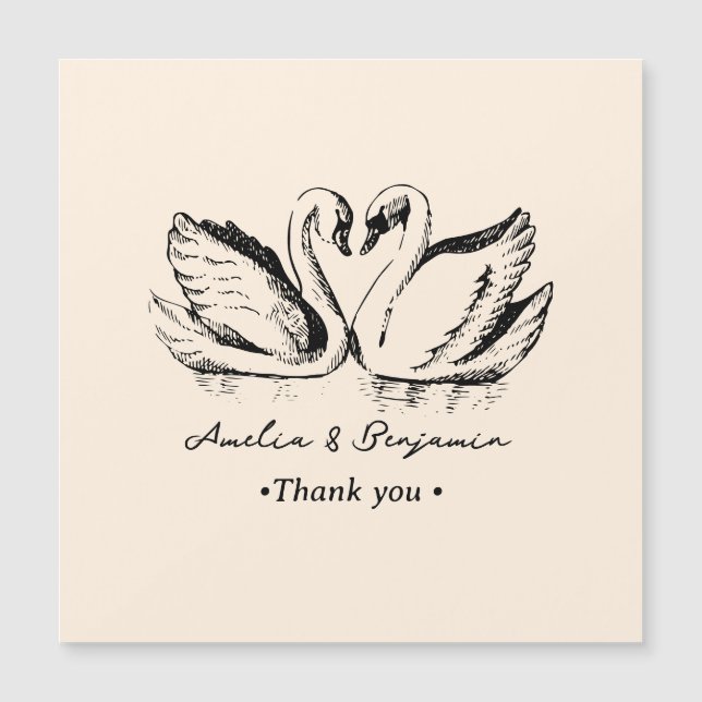 hand drawn Couple Swan Whimsical Wedding (Frente)