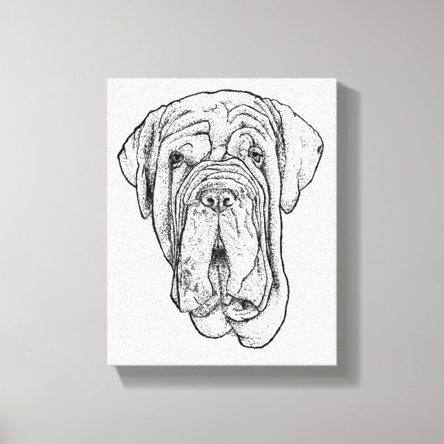 Hand-Drawn Mastiff Portrait Canvas Art (Frente)