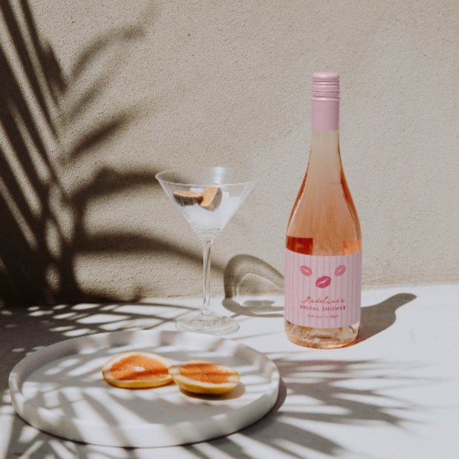 Hand-drawn Pink Lips Valentine's Day Bridal Shower (Pink Kissy Lipstick Lips Valentines Day or Kiss The Miss Goodbye shower or party in a doodle style)