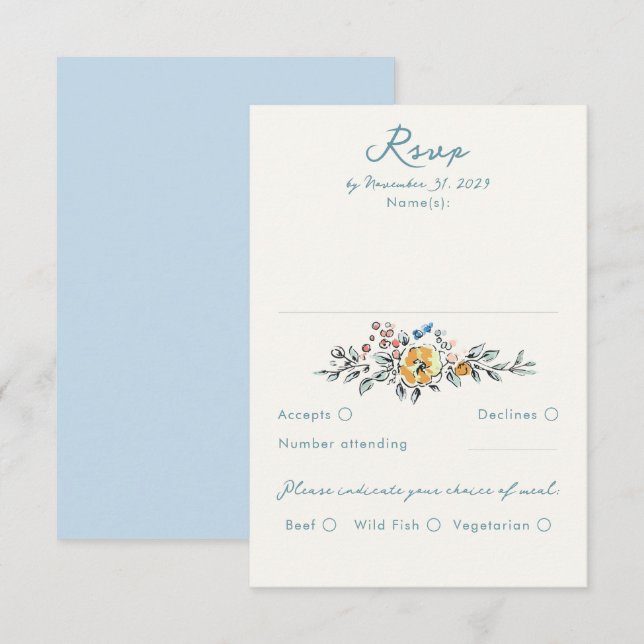 Hand Drawn Quirky Funky Wedding RSVP Card (Frente/Verso)