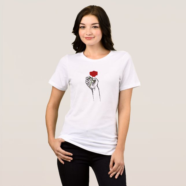 Hand Holding Rose Minimal Art Women’s  (Frente Completa)