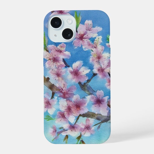 Hand Painted Trendy Watercolour Cherry Blossoms (Verso)