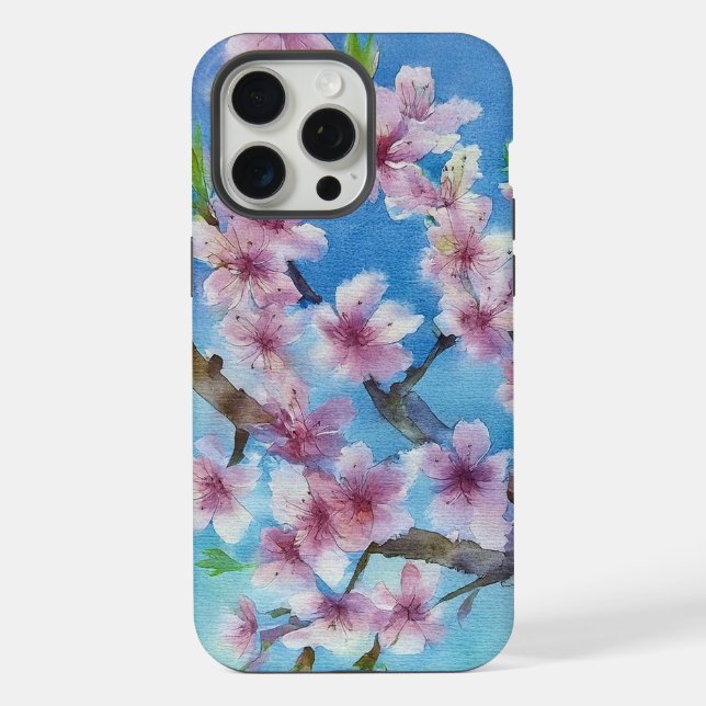 Hand Painted Trendy Watercolour Cherry Blossoms (Verso)
