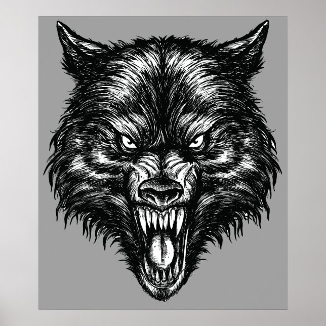 Handdrawn Wolf Poster (Frente)
