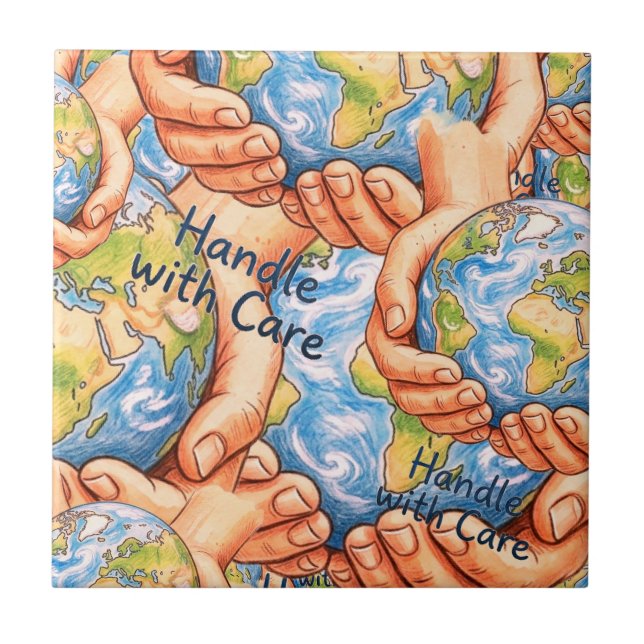 Handle with Care Earth Day Decorative Ceramic tile (Frente)