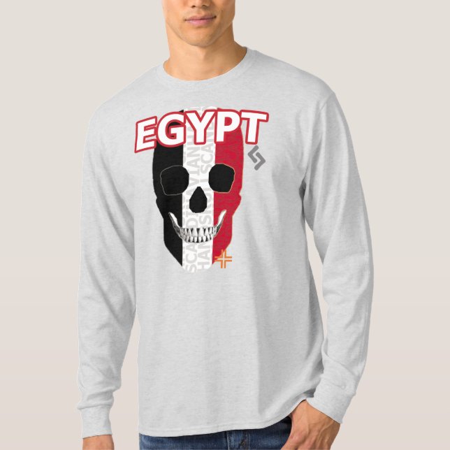 HANDSKULL Egito - Camisa B2 de folga longa com cap (Frente)