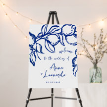 Handwritten Blue Italian Wedding Welcome Sign