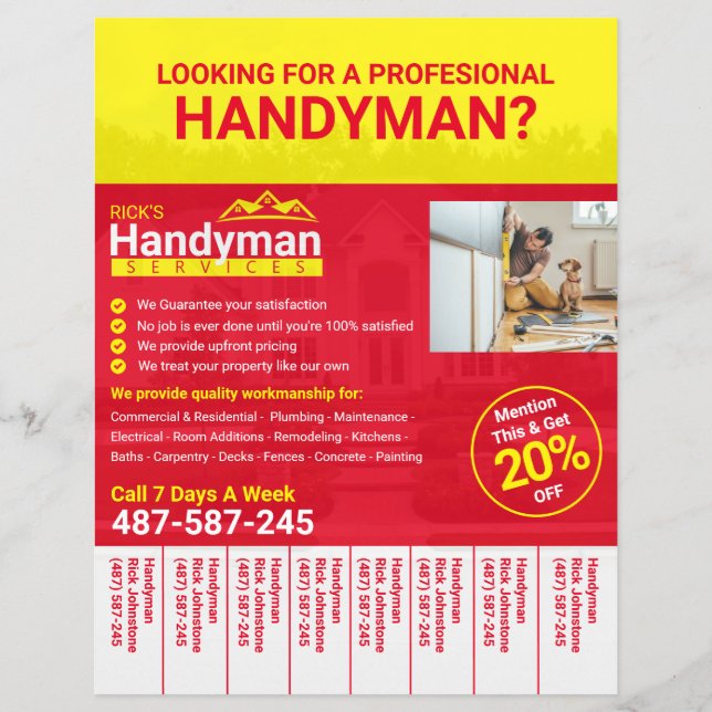 Handyman Business Flyer - Empresa doméstica (Frente)