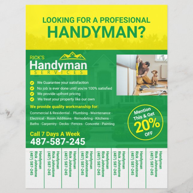Handyman Business Flyer - Empresa doméstica (Frente)