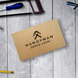 Handyman Carpenter Kraft Rustic Cartão de visita
