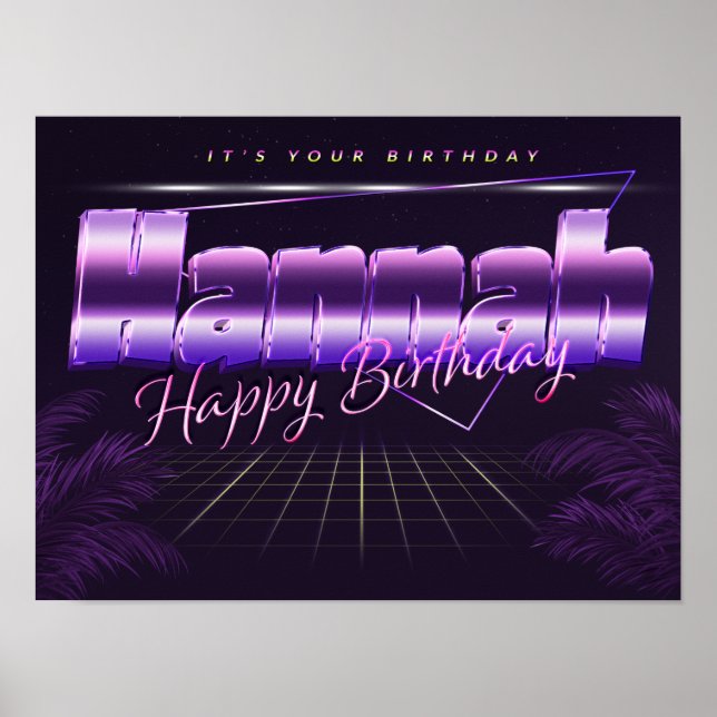 Hannah Name Vorname lila retro Poster Geburtstag (Frente)