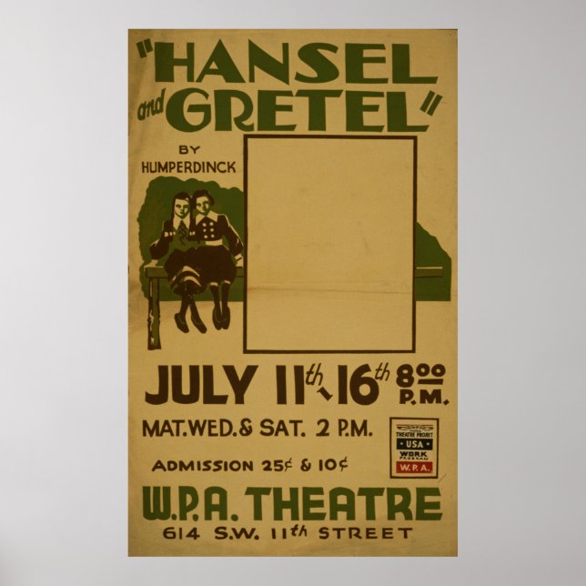 Hansel Gretel WPA Poster do Teatro Vintage (Frente)