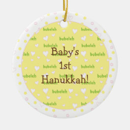 Hanukkah "Bubeleh" Ornamento em Círculo Rosa/Verde
