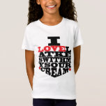 Hanukkah Camisetas "I Love Latkes"<br><div class="desc">Crianças Camisetas de Hanukkah. obrigados "I Love Latkes" para parar e comprar por aqui! Muito apreciado. Este design pode ser transferido para muitos outros estilos, tamanhos e cores de vestuário e outros produtos Zazzle. Feliz Hanukkah/Chanukah! Estilo: Camisa de T-Shirt Fine Jersey, das garotas Ela sempre saberá o que vestir com...</div>