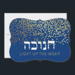 Hanukkah Chanukah Dourada Glitter Hebraico<br><div class="desc">Nossa carta de Leitura Dourada Chanucá / Chanukah inclui a palavra hebraica Chanukah e "LEVANTE A NOITE" ( TEXTO na frente pode ser alterado). Uma maneira elegante e festiva de compartilhar seus desejos de Chanucá/ Chanukah com amigos, familiares e clientes! Com uma menorah e espaço para personalizar com sua saudação...</div>