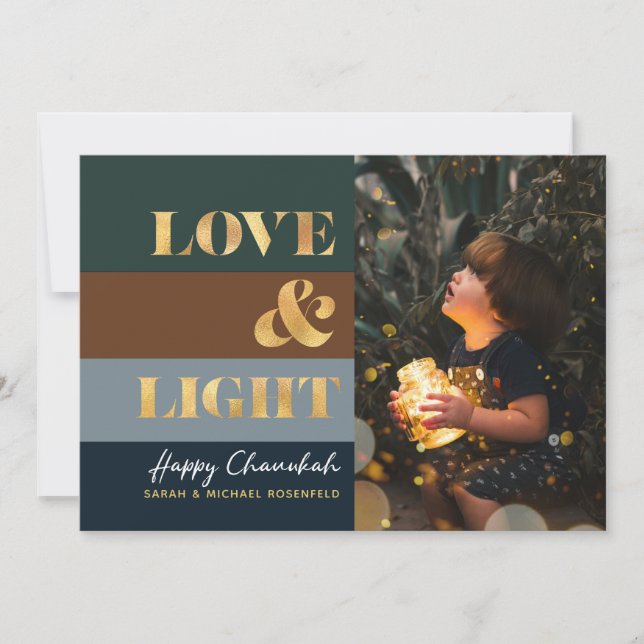 Hanukkah Chanukah Dourado Love & Light Photo (Frente)