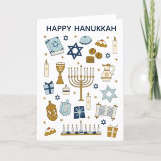 Hanukkah Doodles Cartão de Férias Dobrado