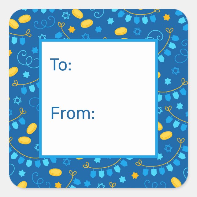 Hanukkah Dreidels - Etiqueta do Presente (Frente)