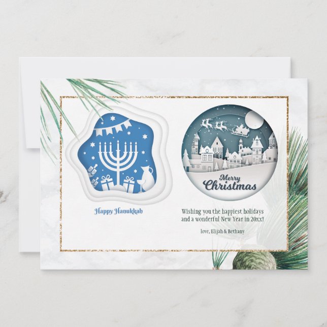 Hanukkah e Cartão de Saudação de Natal (Frente)