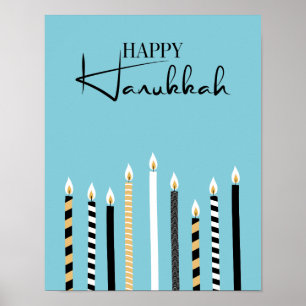 Hanukkah feliz moderno Candles o sinal do poster