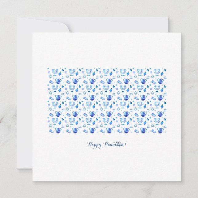 Hanukkah Festival Party Trendy Blue Ornament Card (Frente)