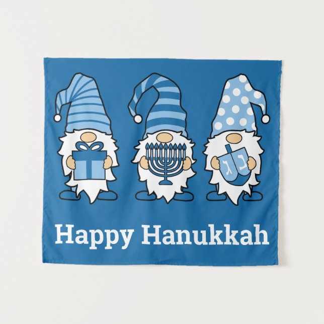 Hanukkah Gnomo Trio Tapeçaria (Frente (Horizontal))
