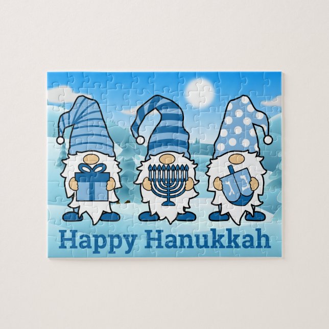 Hanukkah Gnomos Trio Quebra-cabeça (Horizontal)