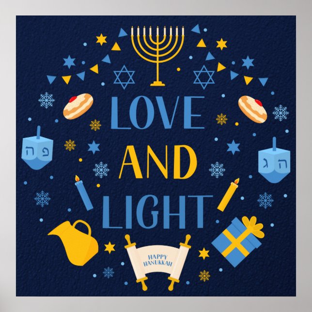 Hanukkah Love and Light Poster (Frente)