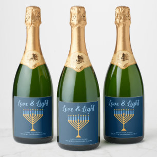Hanukkah Love & Light Custom Menorah Party Blue