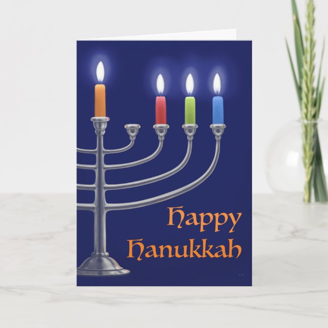 "Hanukkah Menorah." Cartão de Saudação (Frente)
