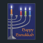 "Hanukkah Menorah." Cartão Postal<br><div class="desc">"Hanukkah Menorah." é uma pintura digital feita em Photoshop de um Hanukkah Menorah com velas acesas pela terceira noite. Espero que você goste. Obrigado,  Corbie Eva Crouse</div>