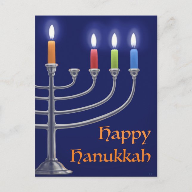 "Hanukkah Menorah." Cartão Postal (Frente)