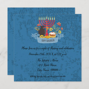 Hanukkah Menorah com Convite para Velas