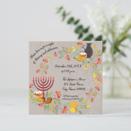 Hanukkah Menorah com Convite para Velas