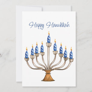Hanukkah Menorah com Velas Azuis e Brancas Queiman