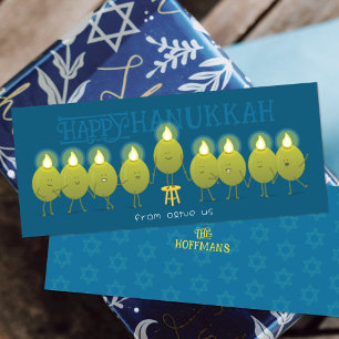 Hanukkah Menorah Olives   Placa de Grupo Azul Teal