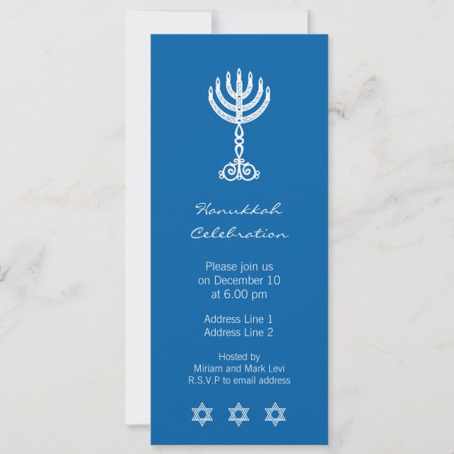 Hanukkah Motif - Convite Longo (Frente)